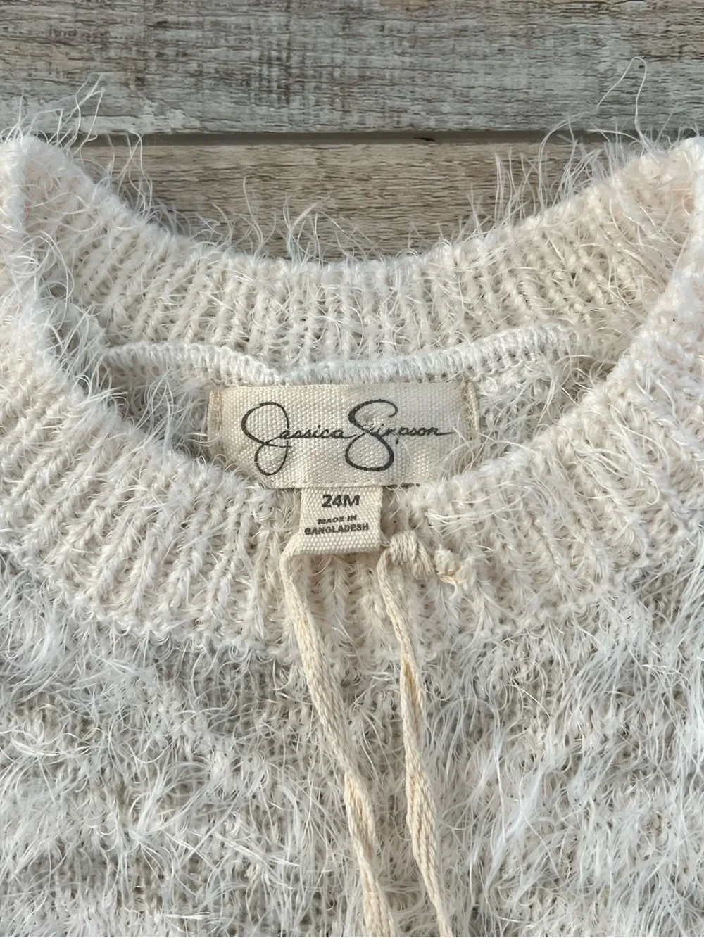 Jessica Simpson Kids Cream & Light Gray Fuzzy Sweater Set
